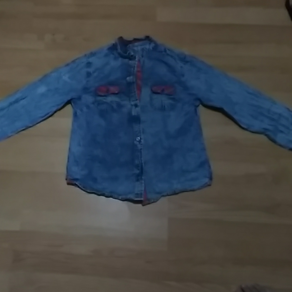 Blue washed out denim button up with pockets